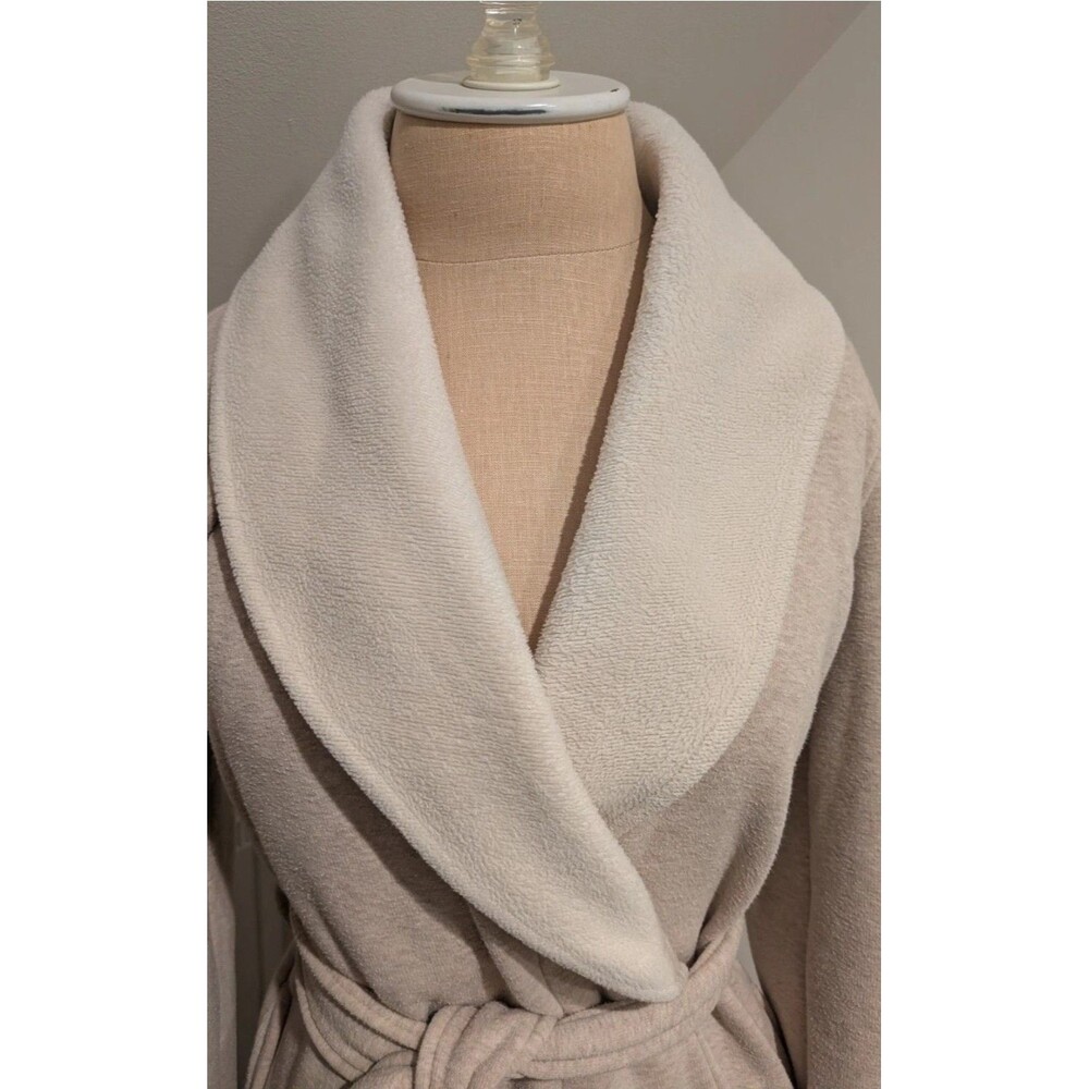 UGG Women Duffield 11 Oatmeal Plush Fleece Robe Shawl Collar Belted Cozy Lounge - Picture 4 of 12